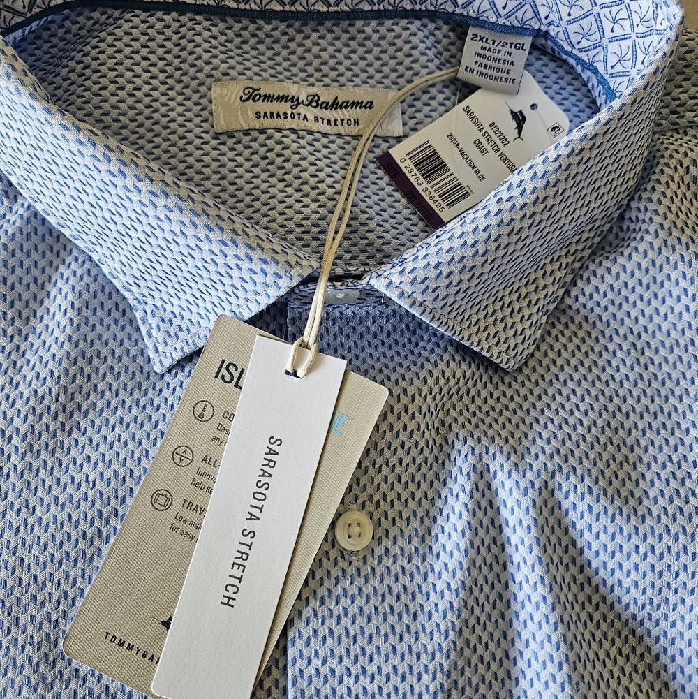 Tommy Bahama Men's IslandZone Shirt NWT 2XLT Vacation Blue - Picture 4 of 7